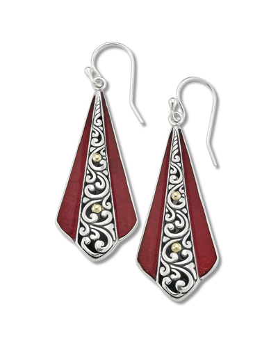 Samuel B. Sterling Silver & 18k Gold Coral Drop Earrings