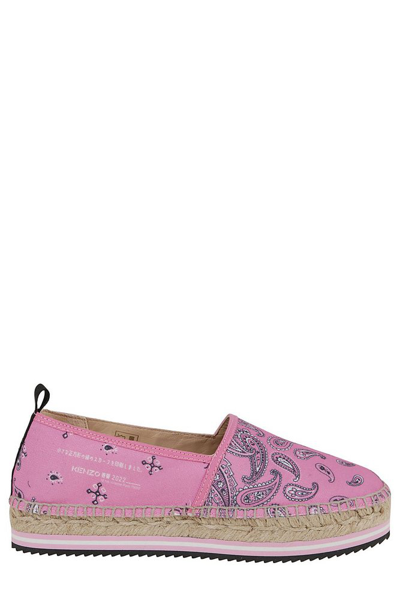 Kenzo Bandana Print Micro Espadrillas In Rose