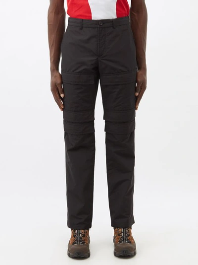 Burberry Flap-pocket Cotton-blend Cargo Trousers In Black