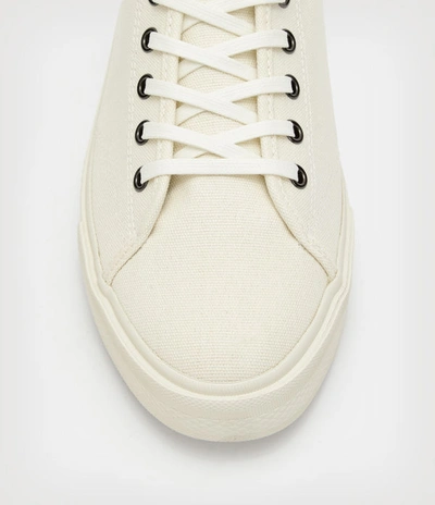 Allsaints Theo Logo-print Cotton-canvas Low-top Trainers In Off White
