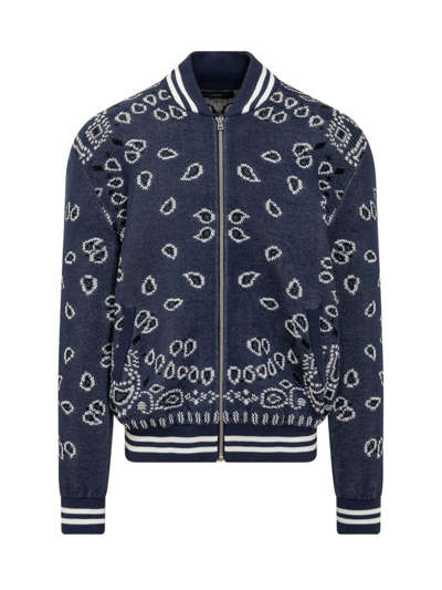 Alanui Blue Paisley-embroidery Varsity Jacket