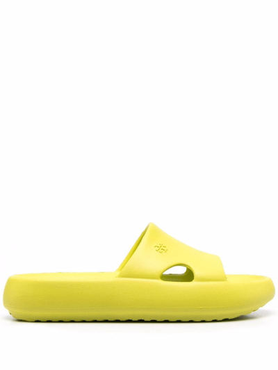 Tory Burch Flat Shower Slide Sandals In Lime