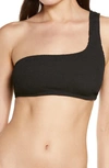 Good American Good Scuba Hot Shoulder One-shoulder Bikini Top In Black001
