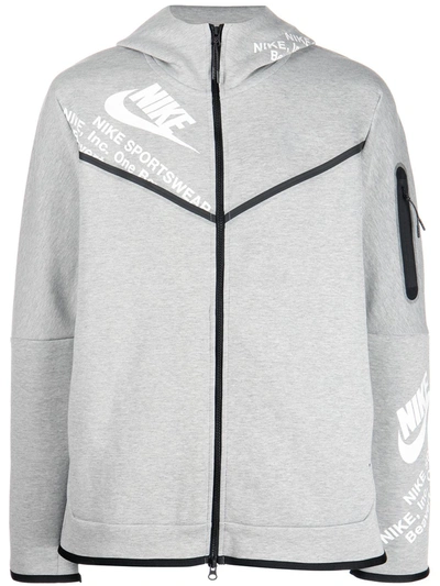 Nike Sportswear Tech Fleece Men's Graphic Full-zip Hoodie In Dark Grey  Heather,white | ModeSens