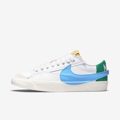 Nike Women's Blazer Low '77 Jumbo Shoes In White/malachite/university Blue