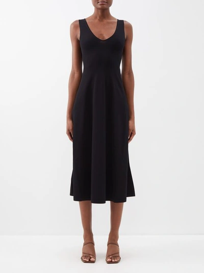 Co Ribbed Merino Wool Midi Dress In Black