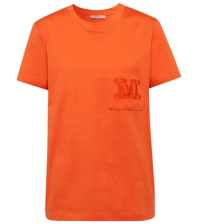 Max Mara Ennino Embroidered Cotton T-shirt In Orange