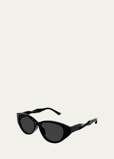 Balenciaga Twist 55mm Oval Sunglasses In Black