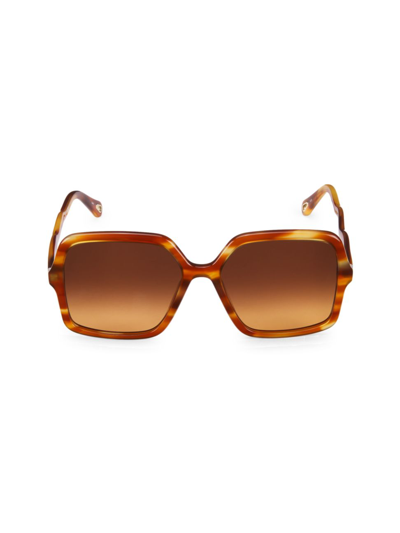 Chloé 58mm Gradient Rectangular Sunglasses In Havana