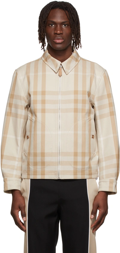 Burberry Fitzroy Reversible Checked Cotton-twill Jacket In Beige