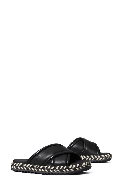 Tory Burch Women's Leather Espadrille Slide Sandals In Perfect Black