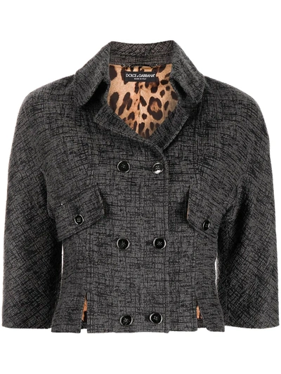 Pre-owned Dolce & Gabbana 2010s Cropped Tweed Jacket In Black