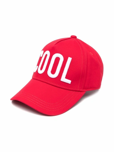 Dsquared2 Kids' Cool-embroidered Baseball Cap In Red