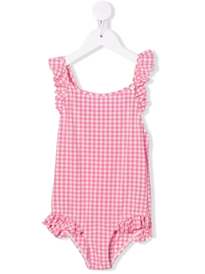 Bonpoint Teen Acapulco Gingham Swimsuit In Pink