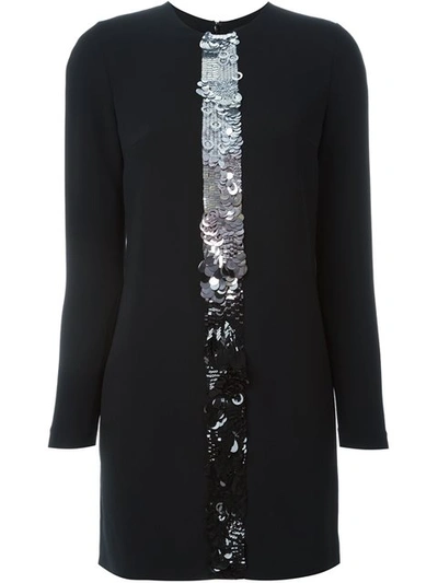 Dsquared2 Long Sleeve Front Sequined Dress In Black