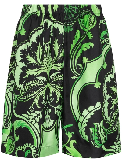 Edward Crutchley Paisley Print Knee-length Shorts In Green