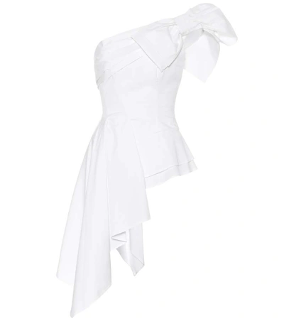 Carolina Herrera Asymmetric Cotton-blend Top In White