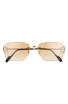 Cartier 59mm Rimless Rectangular Sunglasses In Gold 2