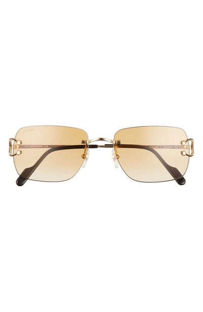 Cartier 59mm Rimless Rectangular Sunglasses In Gold 2
