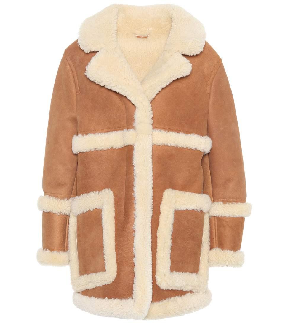 Acne Studios Lody Leather And Shearling Coat In Brown | ModeSens