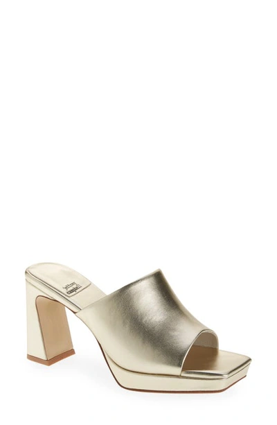 Jeffrey Campbell Caviar Platform Slide Sandal In Light Gold Metallic