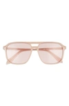 Quay On The Fly 48mm Aviator Sunglasses In Pink / Pink