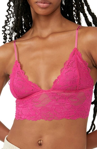 Free People Intimately Fp Everyday Lace Longline Bralette In Pink Peacock