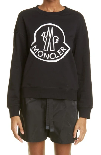 Moncler Logo Graphic Sweatshirt In 999 Black