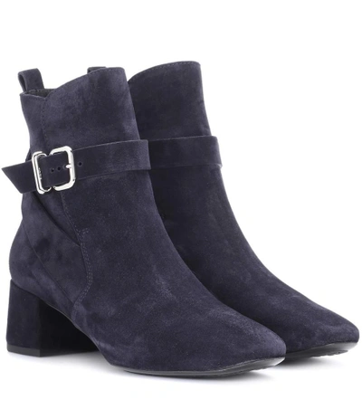 Tod's Suede Ankle Boots In Blue