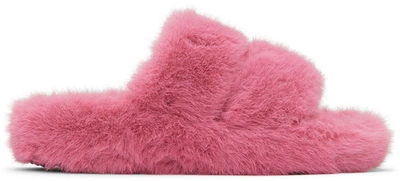 Stand Studio Isla Faux-fur Open-toe Slippers In Pink