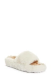 Stand Studio Leya Faux Fur Platform Sandals In White