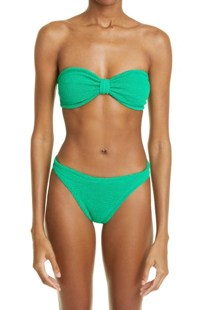 Hunza G Jean Crinkle Bandeau Two-piece Swimsuit In Emerald