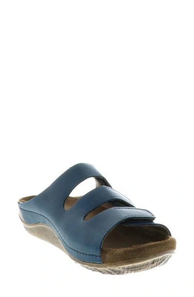 Wolky Nomad Slide Sandal In Blue Leather