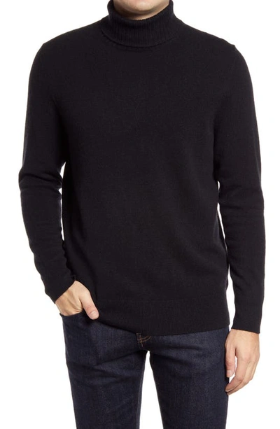 Nordstrom Cashmere Turtleneck Sweater In Black Caviar