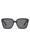 Dior Signature 58mm Square Logo Sunglasses In Black/gray Solid