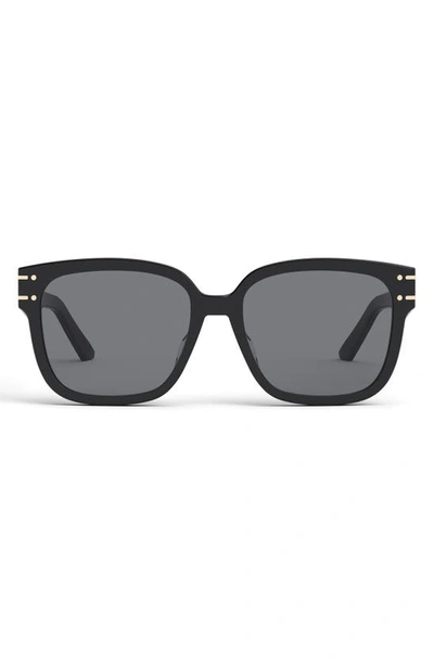 Dior Signature 58mm Square Logo Sunglasses In Shiny Black