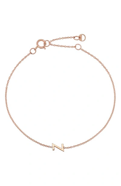 Bychari Initial Pendant Bracelet In 14k Rose Gold