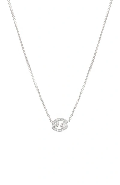 Bychari Diamond Zodiac Pendant Necklace In 14k White Gold - Cancer