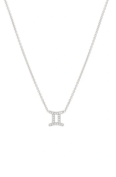 Bychari Diamond Zodiac Pendant Necklace In 14k White Gold - Gemini