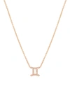 Bychari Diamond Zodiac Pendant Necklace In 14k Rose Gold - Gemini