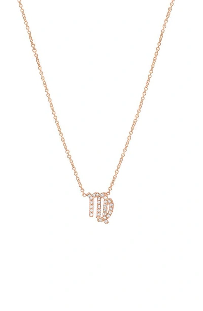 Bychari Diamond Zodiac Pendant Necklace In 14k Rose Gold - Virgo