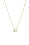 Bychari Diamond Zodiac Pendant Necklace In 14k Yellow Gold - Libra