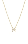 Bychari Diamond Zodiac Pendant Necklace In 14k Yellow Gold - Pisces