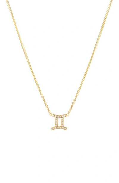 Bychari Diamond Zodiac Pendant Necklace In 14k Yellow Gold - Gemini