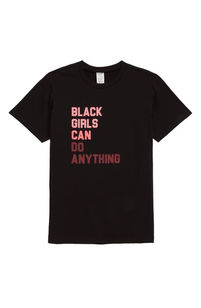 Typical Black Tees Kids' Black Girls Can Do Anything Graphic Tee In Black With Pink Ombre