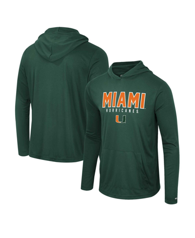 Colosseum Men's  Heathered Green Miami Hurricanes Big And Tall Wingman Raglan Hoodie T-shirt