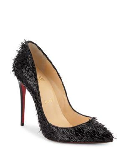 Christian Louboutin Pigalle Follies Frayed Patent Leather Pumps In Black
