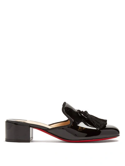 Christian Louboutin Barry 45 Tassel-embellished Patent-leather Mules In Black