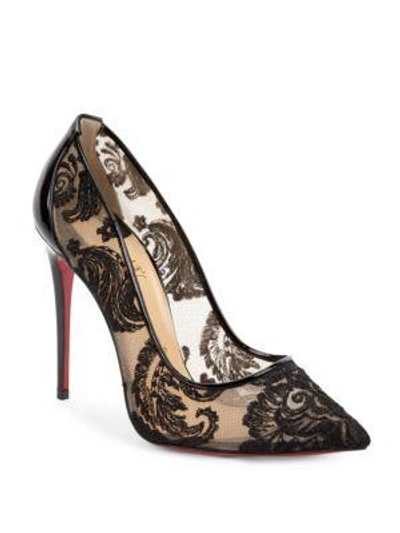 Christian Louboutin Follies Lace 100 Point Toe Pumps In Black
