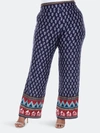 White Mark Plus Size Printed Palazzo Pants In Navy